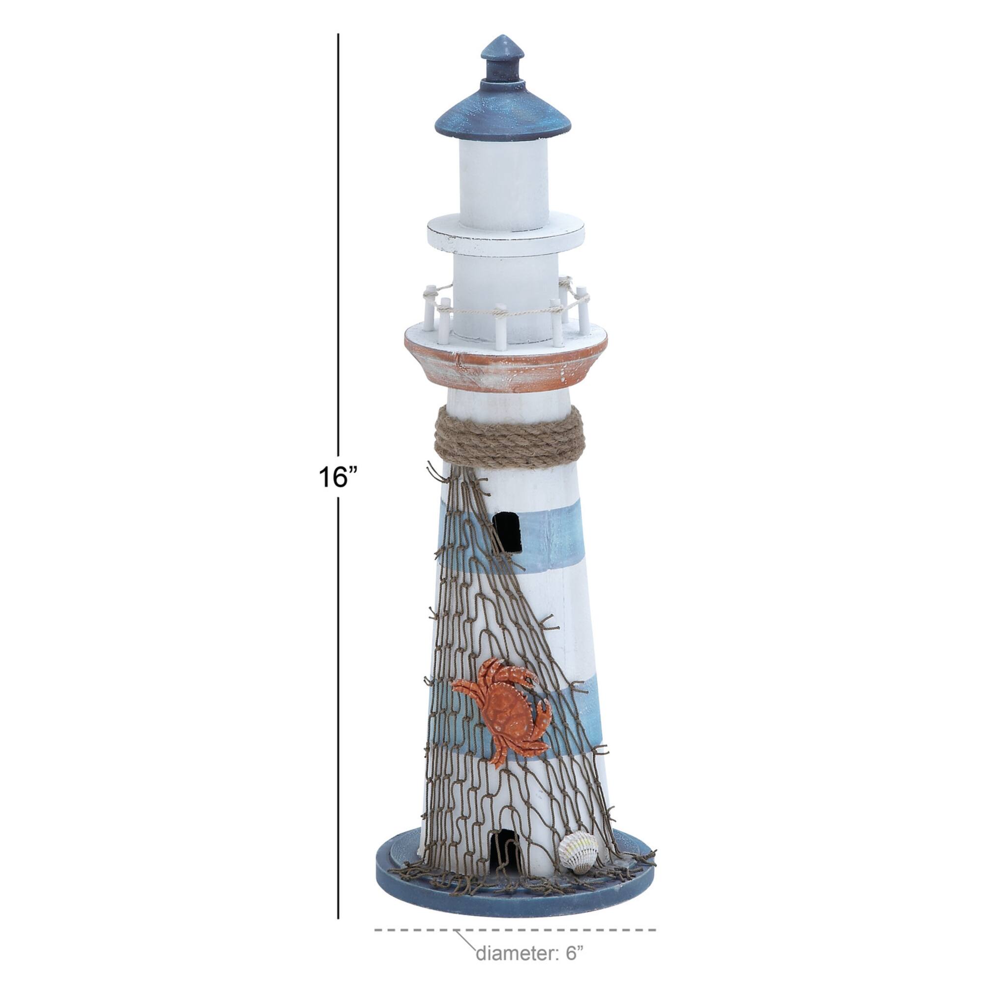 16" Wood Lighthouse Table Accent